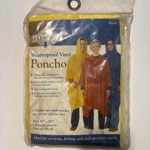 Lake N Trail Other - Lake N Trail Weatherproof Vinyl Yellow Poncho 50"x80" One Size Fits All New